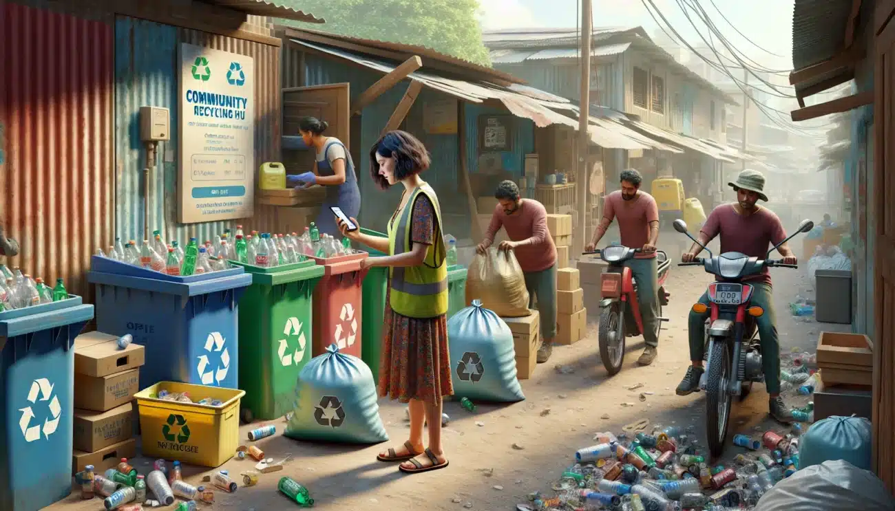 Community recyclers using mobile apps and simple machines to turn waste into resources